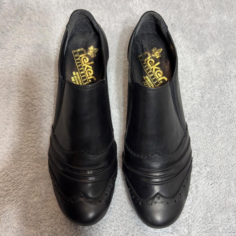 Rieker Antistress Loafers Womens Size 9.5-10 Black Leather Wingtip Brogue Shoes